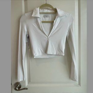 Aritzia Babaton Contour Polo Longsleeve White XS